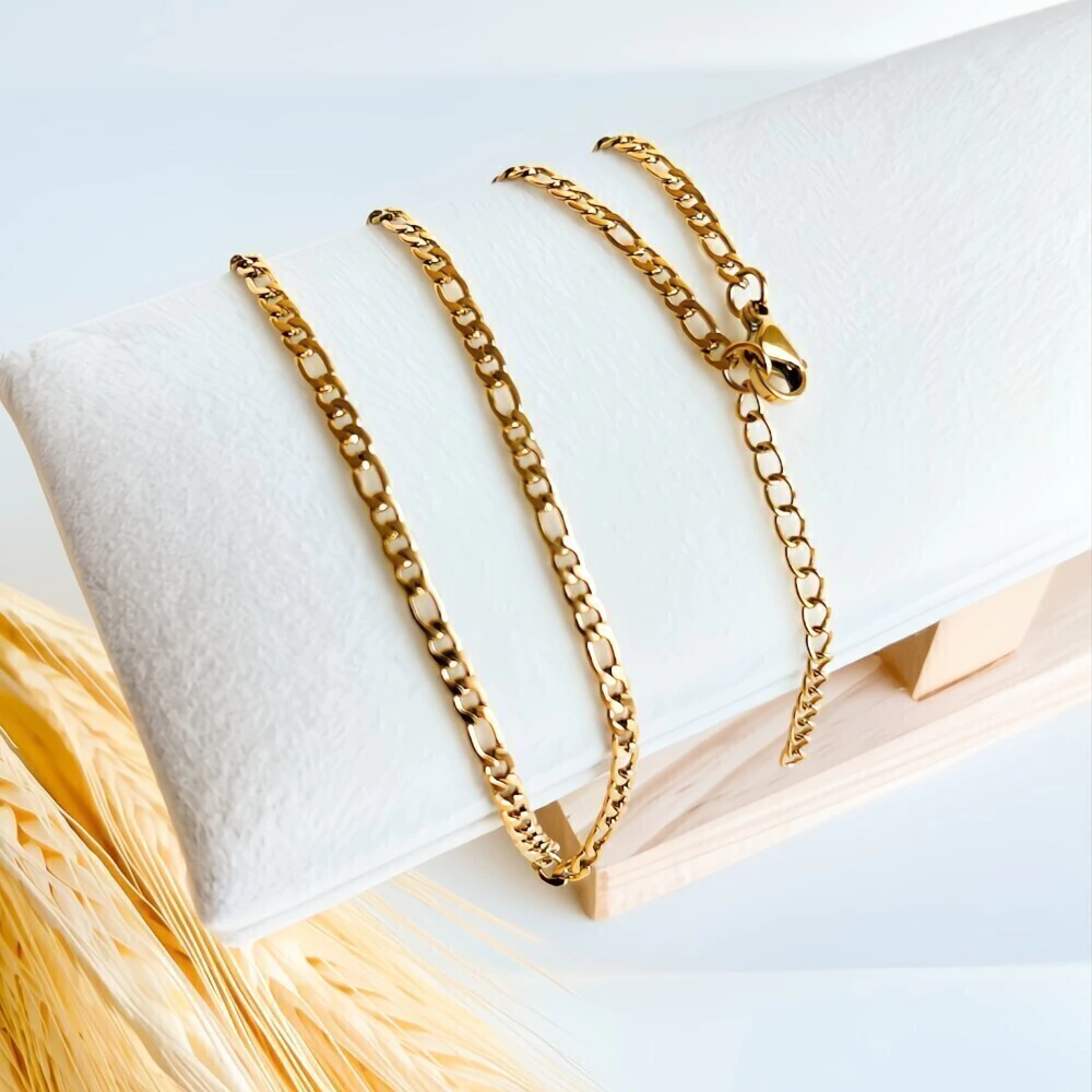 Colar 3x1 dourado em aço inoxidável
