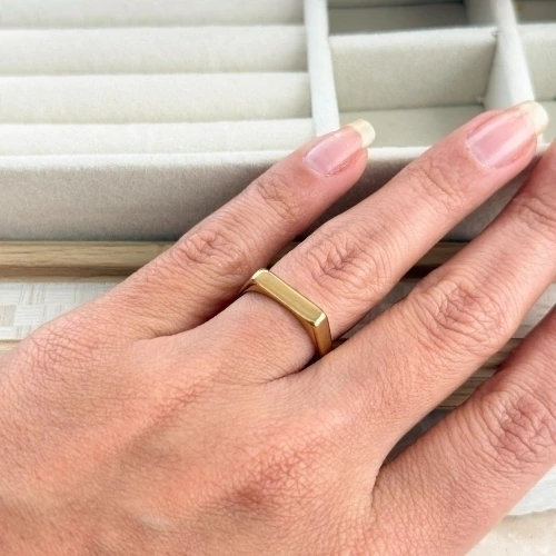 Anel dourado amor de mãe em aço inoxidável