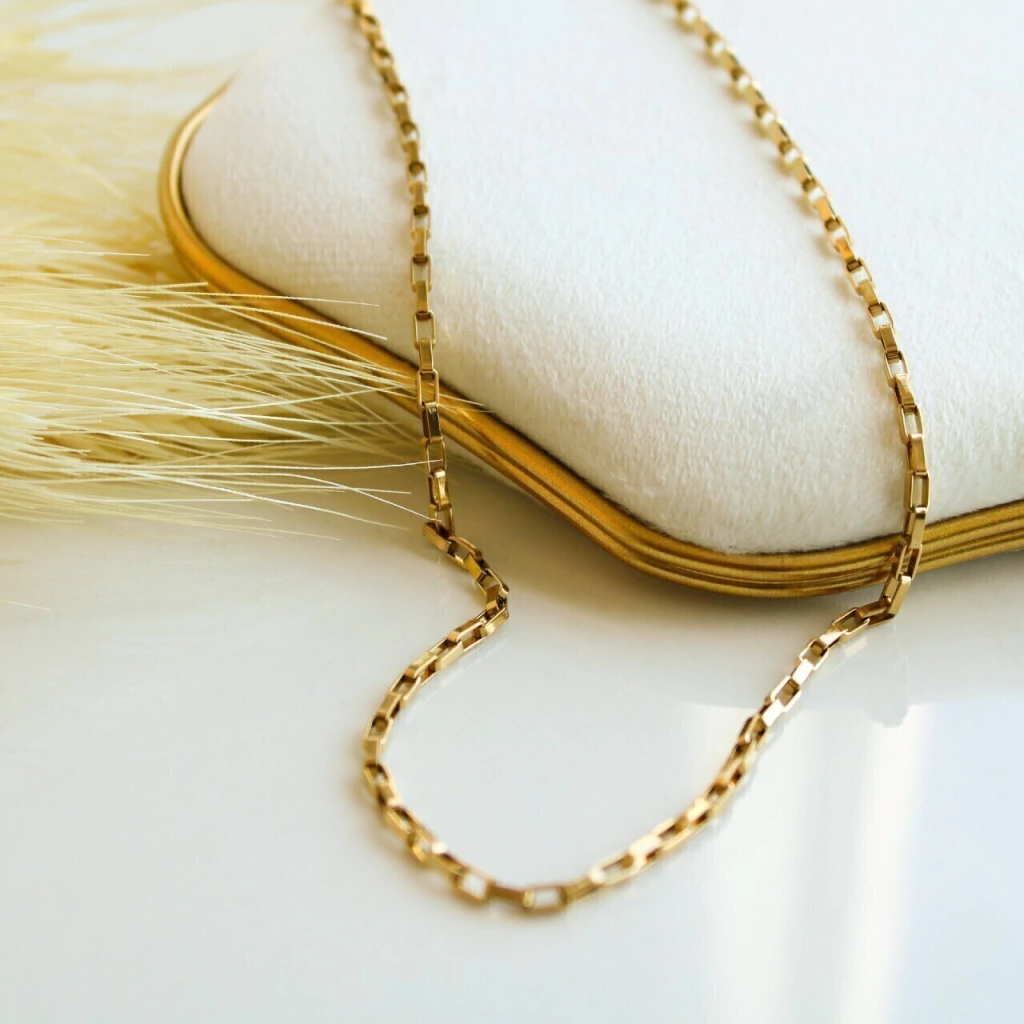 Chocker corrente elo retangular em aço inoxidável