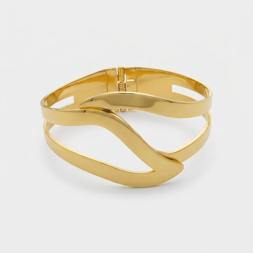 Bracelete Vazado Articulado Dourado - Aço Inox