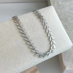 Pulseira folhagem em aço inoxidável