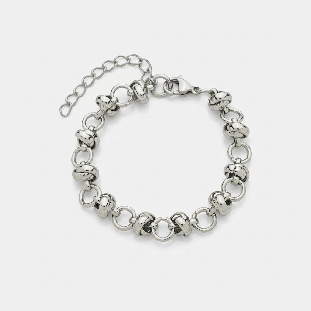 Pulseira Elos Portugueses Entrelaçados Prata - Aço Inox