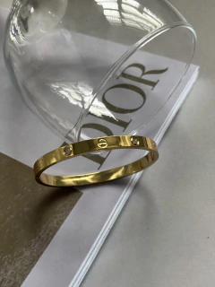 Bracelete Gold Cartier Liso inspiração em aço inox