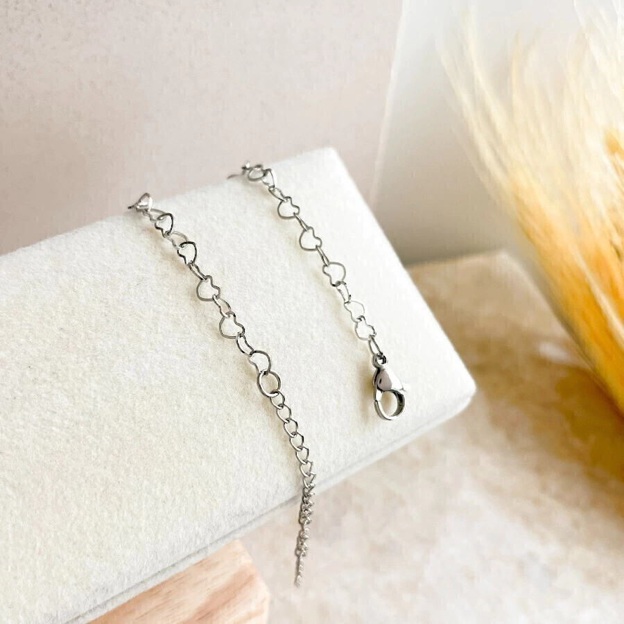 Pulseira elo corações Prata