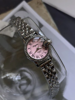 Relógio Prata com Rosa 